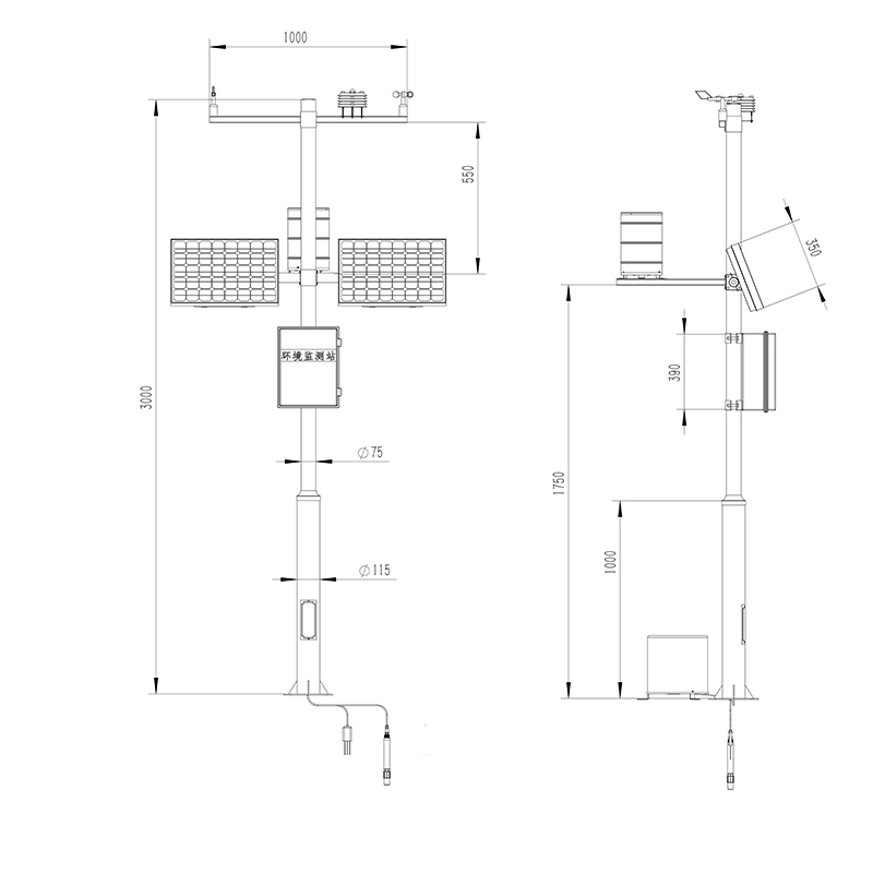 小型農(nóng)業(yè)氣象站產(chǎn)品尺寸圖